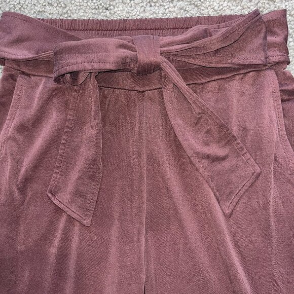 FABLETICS Criss Washed Tie Front Tricot Wide Leg Pants Burgundy - EUC - Size S - Picture 2 of 8